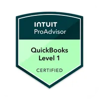 QuickBooks Online Certified ProAdvisor Level 1 badge